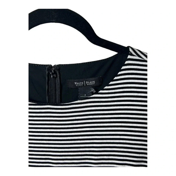 1259. WHITE HOUSE BLACK MARKET SLEEVELESS‎ KNEE LENGTH DRESS SIZE 2 BLACK/WHITE - Picture 4 of 7